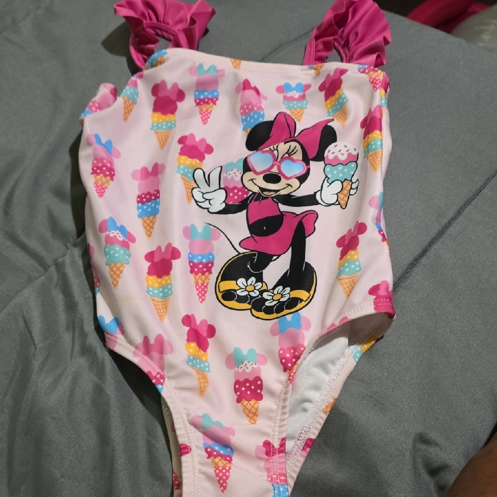Disney Minnie Mouse Pink and White Swimsuit